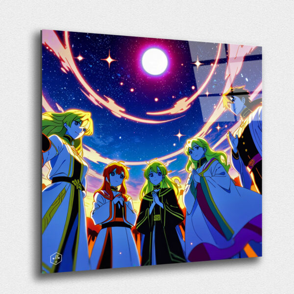 "A team of mystical beings, each representing a different celestial body, protecting the balance of the universe. ""Anime Chronicles: A Journey Through Modern Mythologies"" is a celebration of the dynamic and diverse world of anime and manga, offering collectors and fans a unique opportunity to bring their favorite styles and stories into their living spaces."