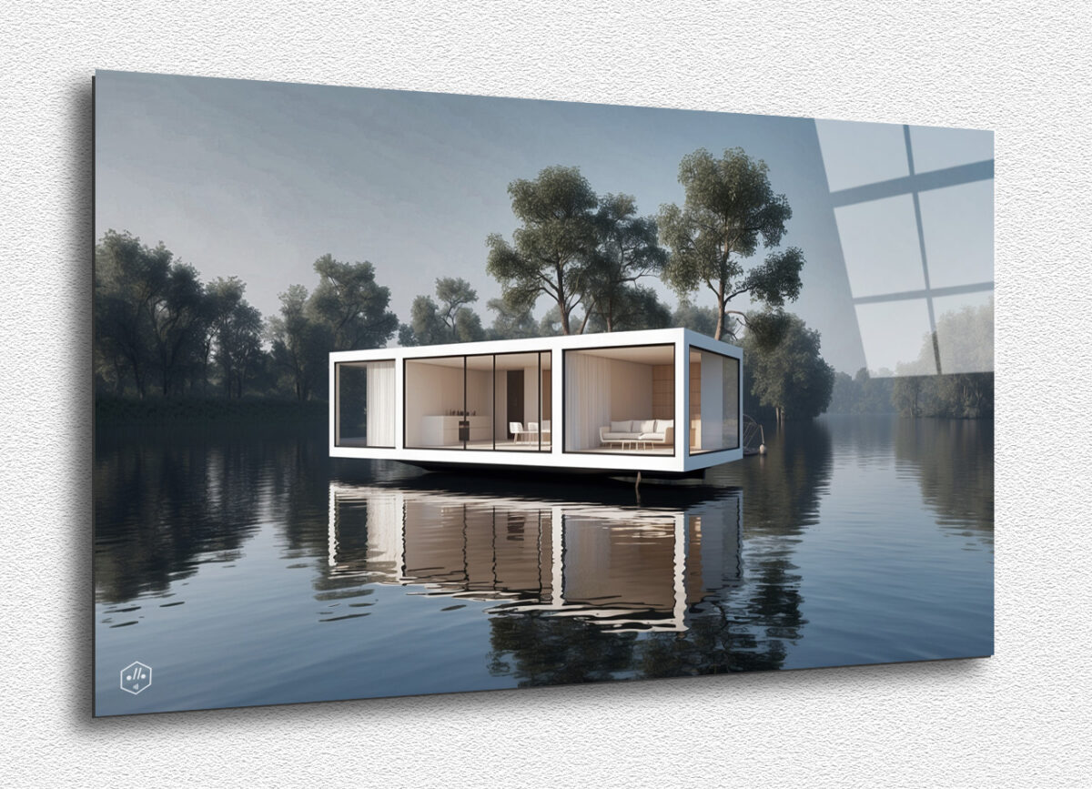 Floating House on a Tranquil Lake