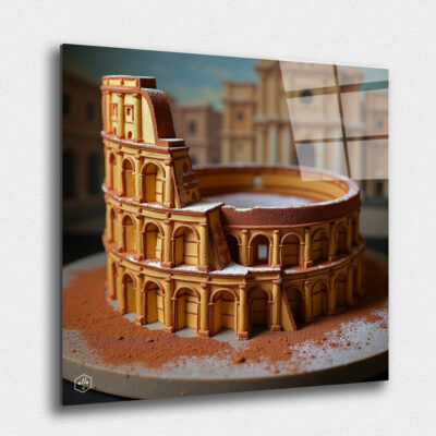 The Colosseum in Rome Made of Tiramisu Layers