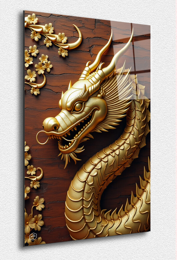 A golden Naga, a symbol of protection in Theravada Buddhism, crafted in traditional Thai style.