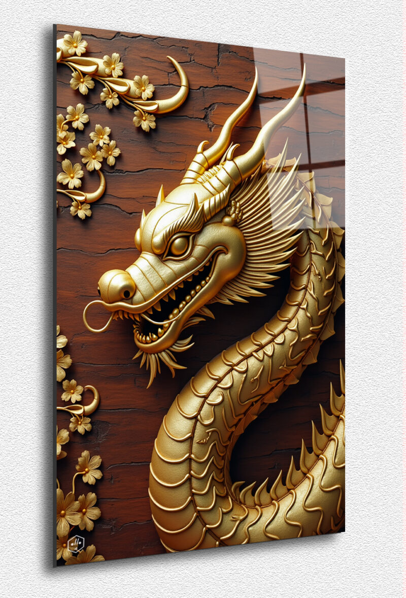 A golden Naga, a symbol of protection in Theravada Buddhism, crafted in traditional Thai style.