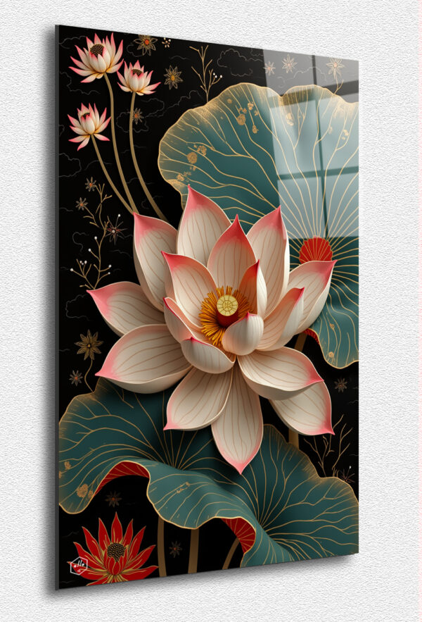A Vietnamese lacquer piece enhanced with mother-of-pearl, symbolizing purity and abundance.