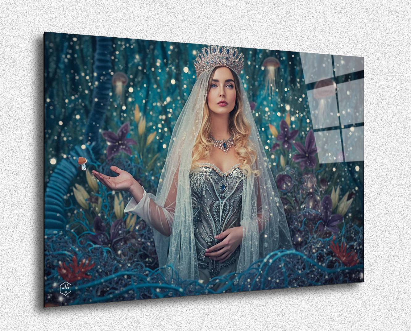 A mystical forest scene featuring a goddess figure, inspired by Pierre et Gilles' mythological themes.