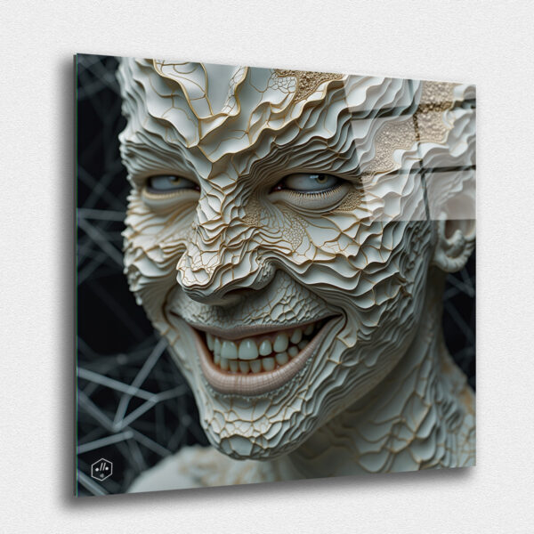 A sinister smile that fluctuates between charm and pure evil, shifting into a faceless void upon close inspection.