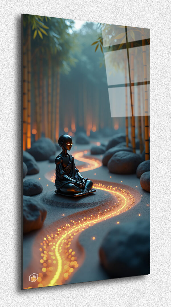A Zen garden where rocks are replaced by servers and sand by data streams.