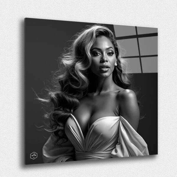 A commanding, elegant portrait of Beyoncé, capturing her strength and iconic presence in Studio Harcourt style.