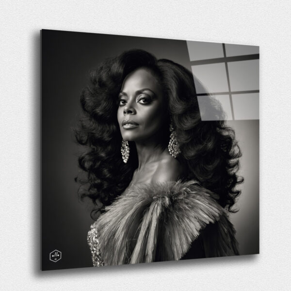 A regal, timeless portrait of Diana Ross, capturing her elegance and cultural significance.