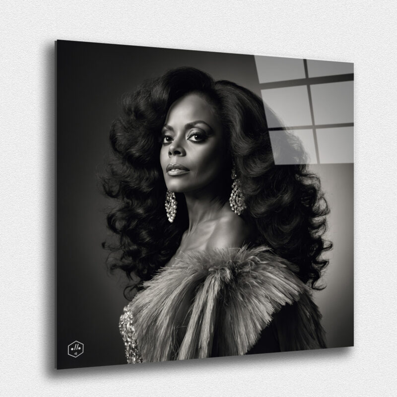 A regal, timeless portrait of Diana Ross, capturing her elegance and cultural significance.