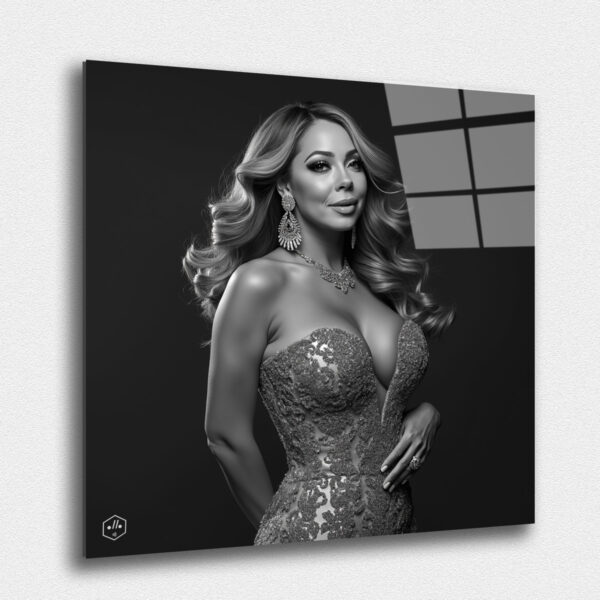 A glamorous, timeless portrait of Mariah Carey, radiating confidence and diva energy.