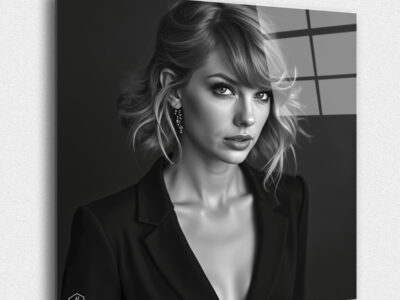 An elegant and poetic portrait of Taylor Swift, reflecting her artistic storytelling through timeless photography.