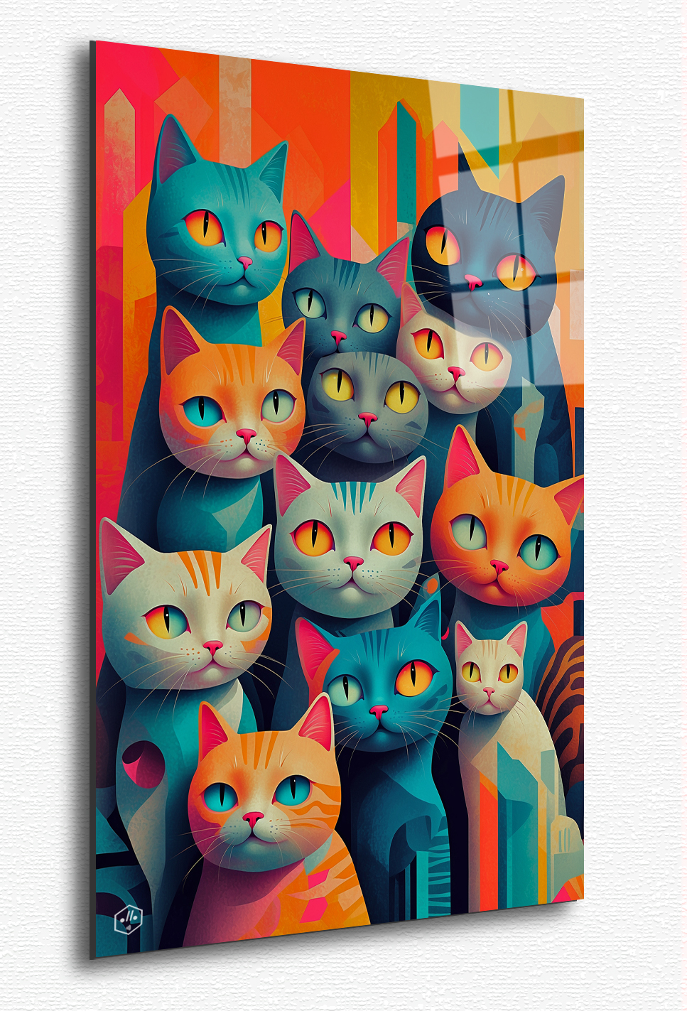 A volumetric cubist-style cat, with angular yet playful features in warm, rich tones.