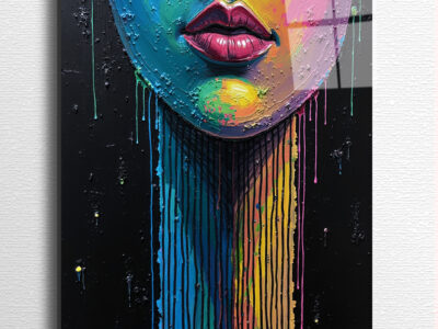 A face dissolving into endless scrolling lines.