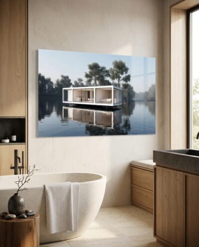 Floating House on a Tranquil Lake