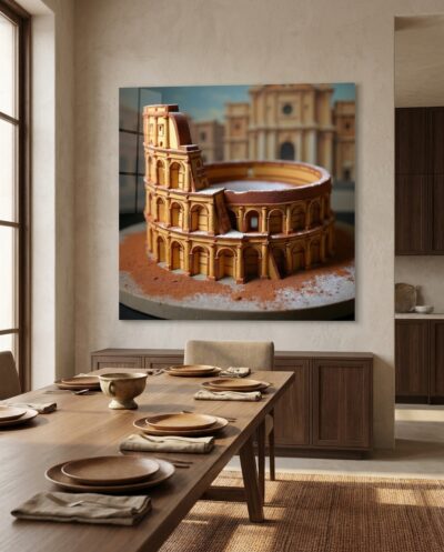 The Colosseum in Rome Made of Tiramisu Layers