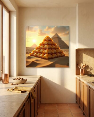 The Pyramids of Giza Made of Baklava Layers