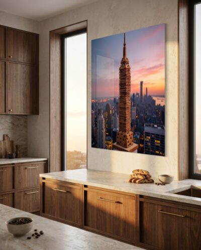 The Empire State Building in New York Made of Chocolate Chip Cookies