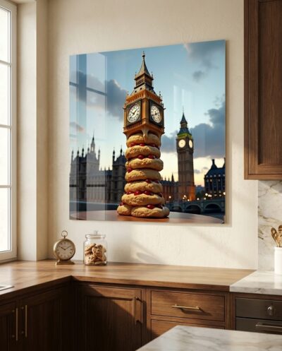 Big Ben in London Made of Scones and Clotted Cream
