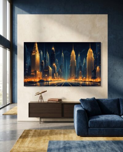 Golden Metropolis at Night