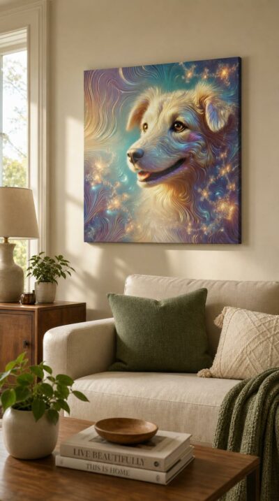 Dall·E 2025 03 23 17.48.14 A Surreal And Original Portrait Of The Most Popular Dog, Reimagined In A Completely Unknown Visual Language Disconne
