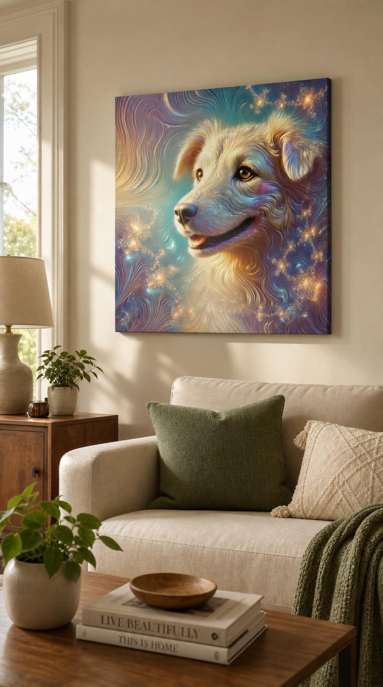 Dall·E 2025 03 23 17.48.14 A Surreal And Original Portrait Of The Most Popular Dog, Reimagined In A Completely Unknown Visual Language Disconne