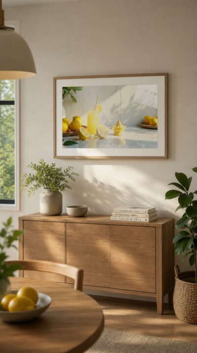Fresh lemons, a glass of bright lemonade and a sunlit marble counter, where citrus glows against soft morning shadows and a clean white backdrop.
