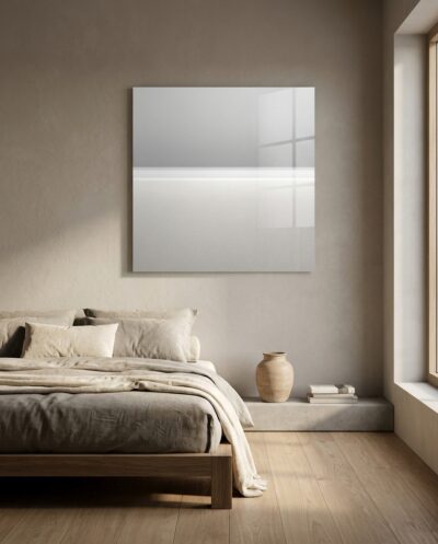 Pale ash grey and warm bone meet along a soft horizon, two textured planes resting in quiet conversation.