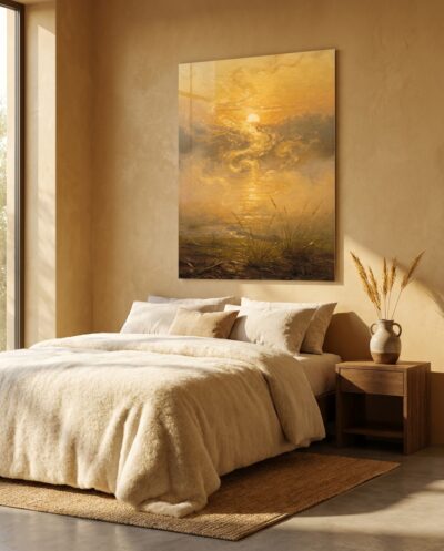 At dawn the warm earth breathes out, its slow steam curling into a low sun and turning to rising, luminous gold.