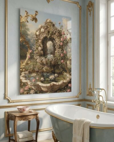 A fantasy of carved scallop shells, climbing roses, and weeping spring water brings the timeless romance of an eighteenth-century garden retreat into luminous focus.